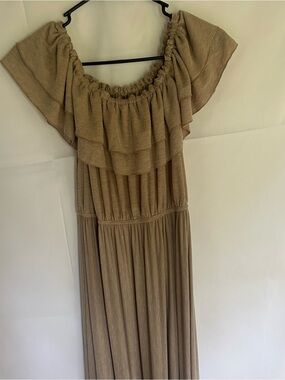 Off-Shoulder dusty rose Ruffle Maxi Dress